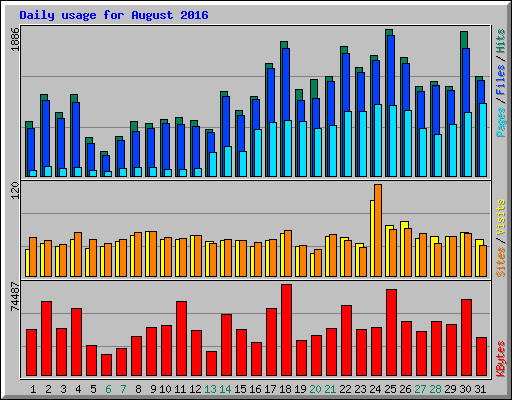Daily usage for August 2016