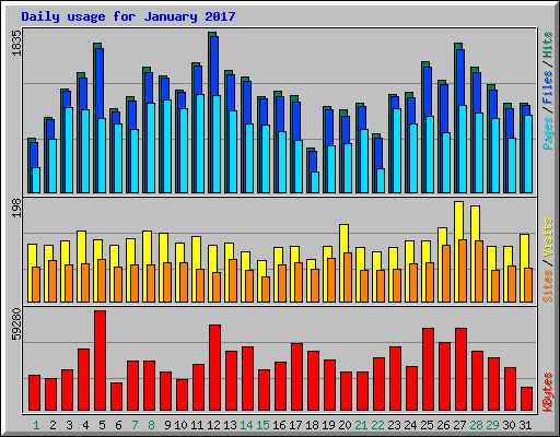 Daily usage for January 2017