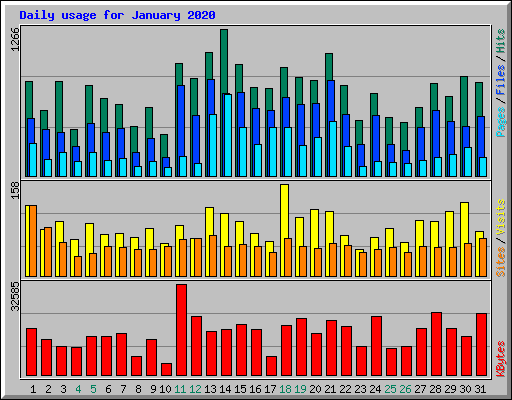 Daily usage for January 2020