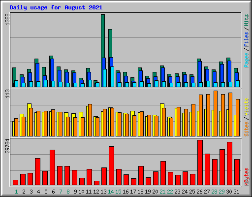 Daily usage for August 2021