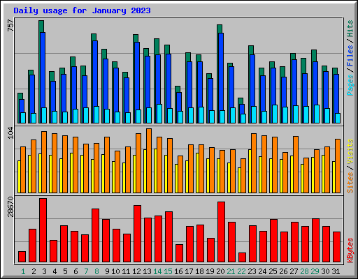 Daily usage for January 2023
