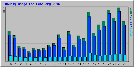 Hourly usage for February 2016