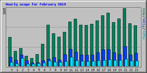 Hourly usage for February 2019